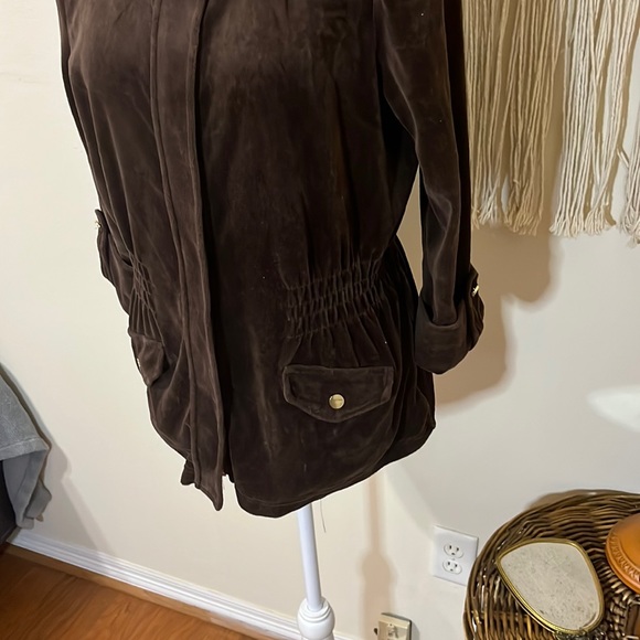 Charter Club Brown Velour Jacket with Gold Hardware andAdjustable Sleeves/Medium - Picture 3 of 7